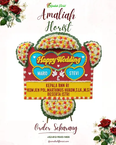 Karangan Papan Bunga Pernikahan di Pagowan